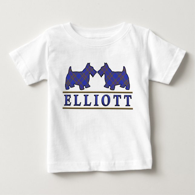 T-shirt Pour Bébé Clan Elliott Scottie Dogs Clan écossais Tartan (Devant)