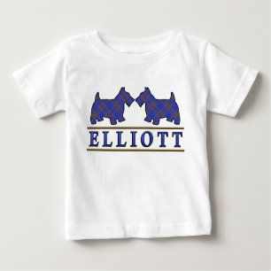 T-shirt Pour Bébé Clan Elliott Scottie Dogs Clan Tartan