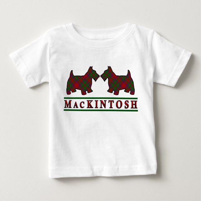 T-shirt Pour Bébé Clan MacKintosh Scottie Dogs Scottish Clan Tartan (Devant)