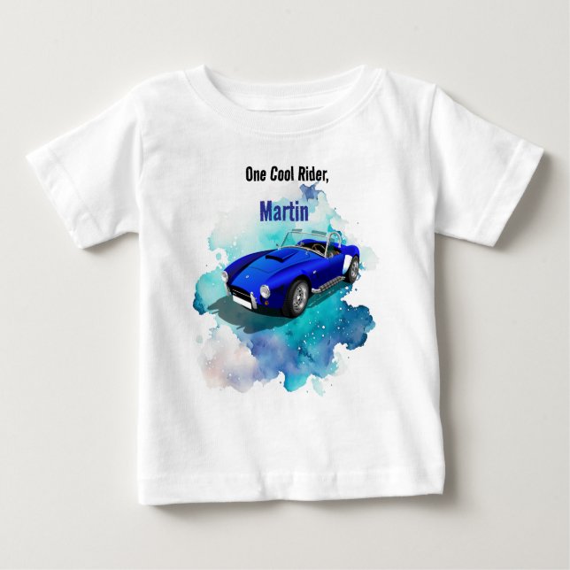 T-shirt Pour Bébé Classic Retro Blue Sports Voiture Anniversaire Ave (Devant)
