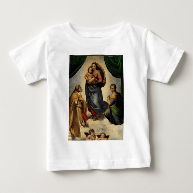 T-shirt Pour Bébé Classique de Raphael "Vierge Sixtine" (vers 1513) (Devant)