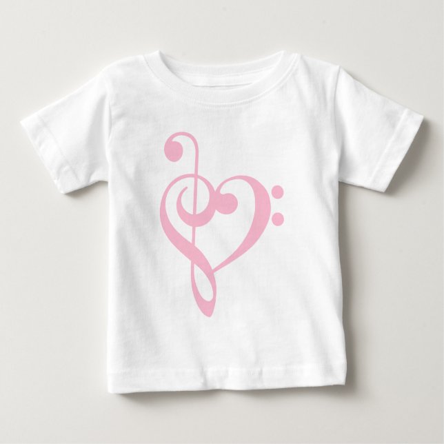 T-shirt Pour Bébé Clé en Assiette Rose & Basse Clé Coeur (Devant)