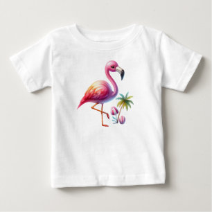 T-shirt Pour Bébé Clipart de dessin Flamant rose aquarelle
