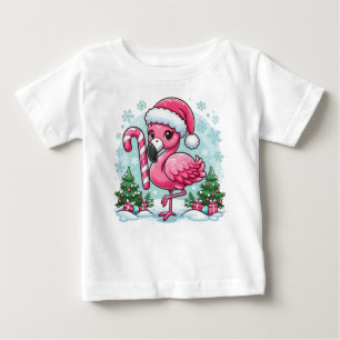 T-shirt Pour Bébé Clipart de flamingo de Noël sublimation 