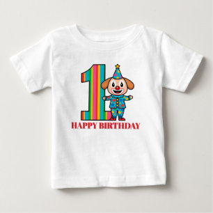T-shirt Pour Bébé Clown Coloré Avec Numéro Arc-en-Ciel