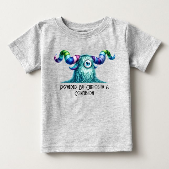T-shirt Pour Bébé Clyde – Le Monstre Curieux aux Grands Yeux (Devant)