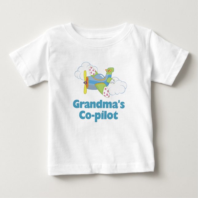 T-shirt Pour Bébé Co-pilote de grand-mère (Devant)