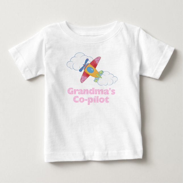 T-shirt Pour Bébé Co-pilote de grand-mère (fille) (Devant)