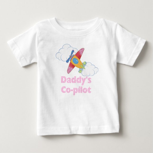 T-shirt Pour Bébé Co-pilote de papa (fille) (Devant)