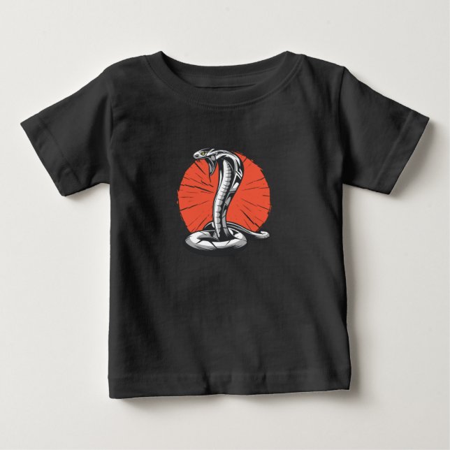 T-shirt Pour Bébé Cobra Ouverture de la Capote, Serpent Attaquant (Devant)