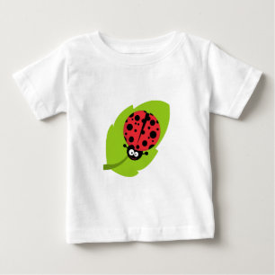 T-shirt Pour Bébé Coccinelle adorable sur une feuille