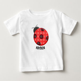 T-shirt Pour Bébé Coccinelle rouge de plaid mignon personnalisée