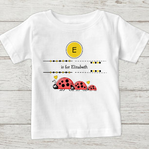 T-shirt Pour Bébé Coccinelles ajouter nom noir et jaune