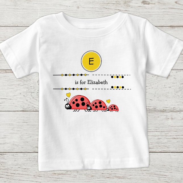 T-shirt Pour Bébé Coccinelles ajouter nom noir et jaune (Créateur téléchargé)