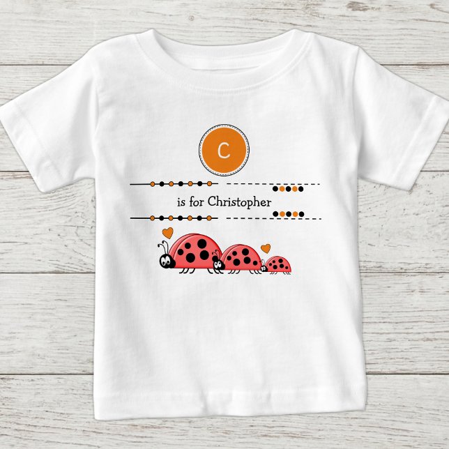 T-shirt Pour Bébé Coccinelles ajouter nom noir et orange (Créateur téléchargé)