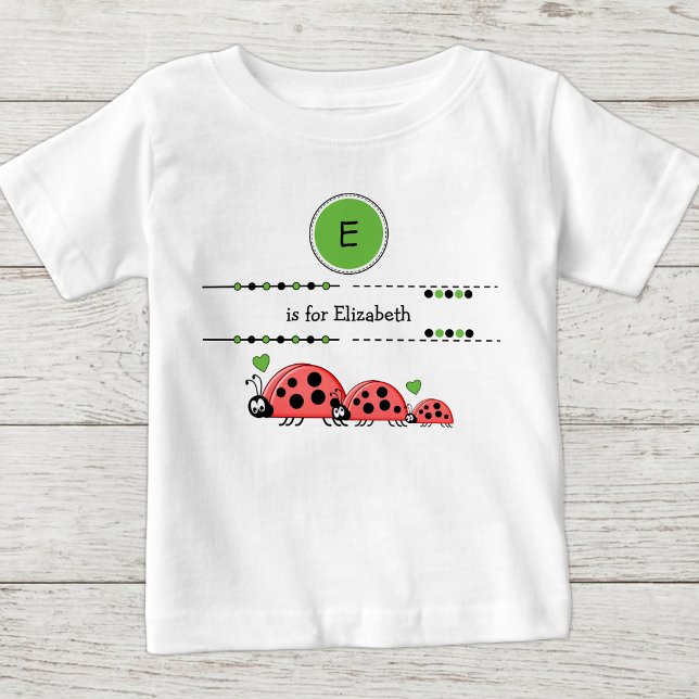 T-shirt Pour Bébé Coccinelles ajouter nom noir et vert (Créateur téléchargé)