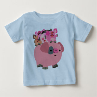 T-shirt Pour Bébé Cochon de caricature mignonne portant des porcelet