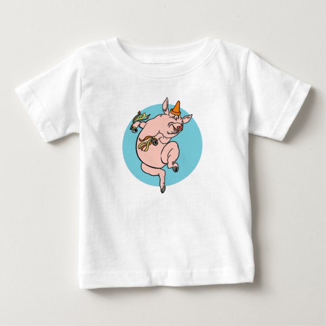 T-shirt Pour Bébé Cochon de danse (Devant)