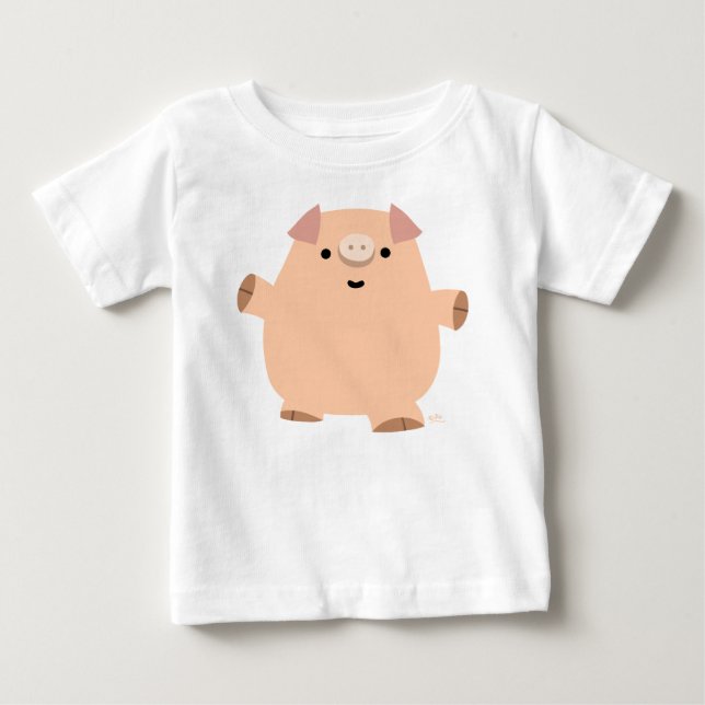 T-shirt pour bébé cochon de dessin amusant (Devant)
