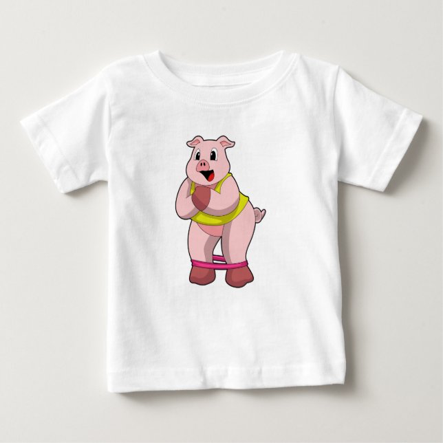 T-shirt Pour Bébé Cochon de fitness avec bande de caoutchouc (Devant)