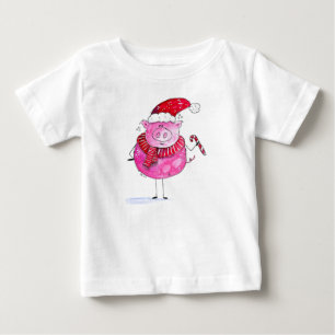 T-shirt Pour Bébé Cochon de Noël lunatique