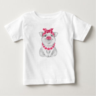 T-shirt Pour Bébé Cochon en bandana