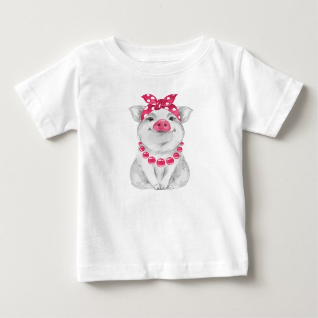 T-shirt Pour Bébé Cochon en bandana (Devant)
