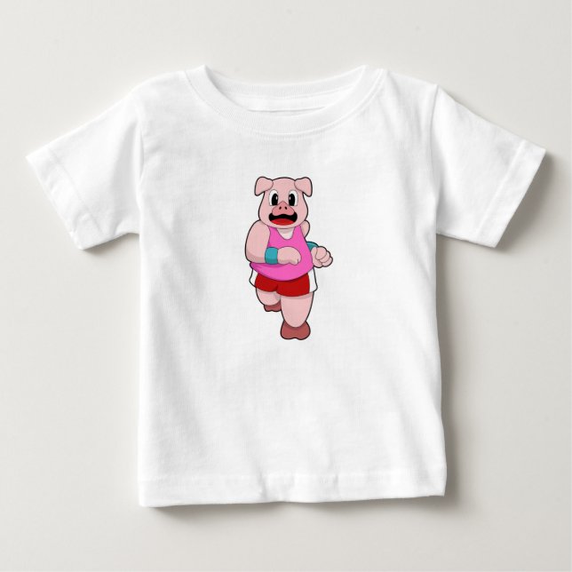T-shirt Pour Bébé Cochon en cours d'exécution (Devant)