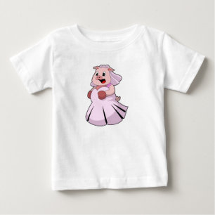 T-shirt Pour Bébé Cochon en mariée avec robe de mariée.PNG