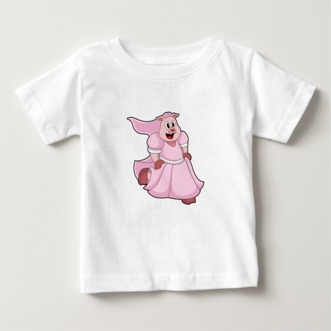 T-shirt Pour Bébé Cochon en mariée avec robe Mariage (Devant)