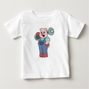 T-shirt Pour Bébé Cochon en mécanique avec clé