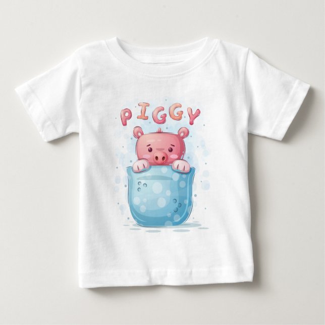 T-shirt Pour Bébé Cochon mignon Prendre un bain (Devant)