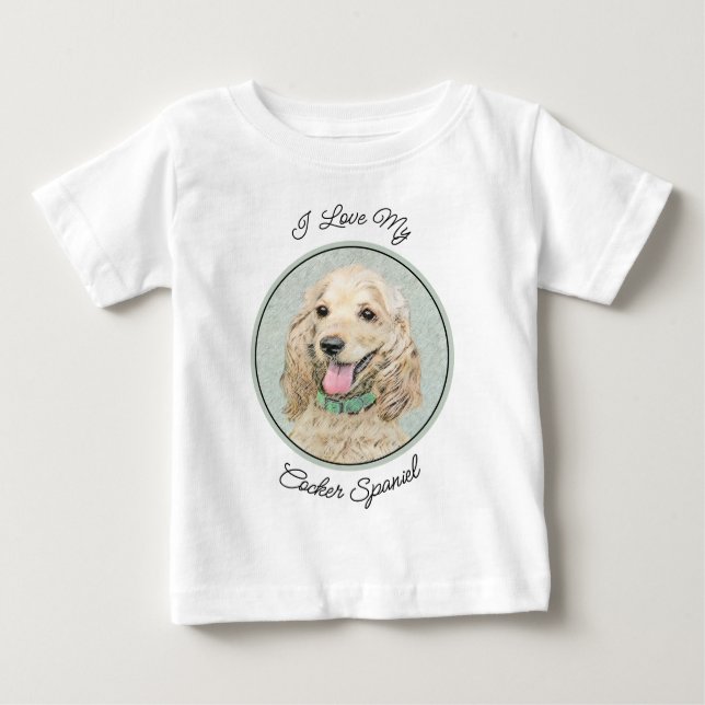 T-shirt Pour Bébé Cocker Spaniel Buff Peinture - Art Chien original (Devant)