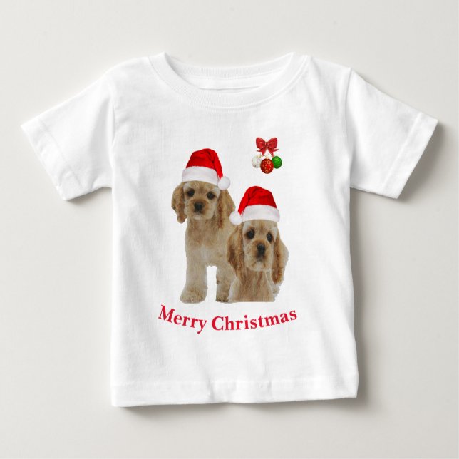 T-shirt Pour Bébé Cocker spaniel Noël (Devant)