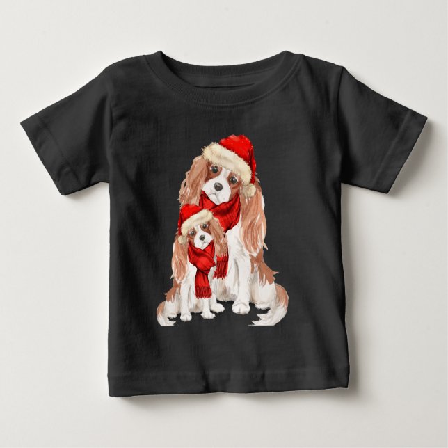T-shirt Pour Bébé Cocker Spaniels Funny Noël Fleas Navidog (Devant)