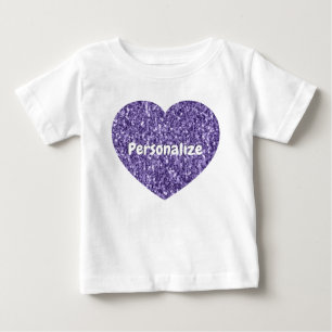 T-shirt Pour Bébé Cœur à paillettes violet ultra violet personnalisé