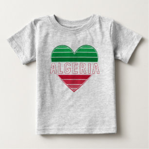 T-shirt Pour Bébé Coeur algérien, J'aime l'Algérie