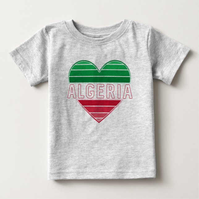 T-shirt Pour Bébé Coeur algérien, J'aime l'Algérie (Devant)