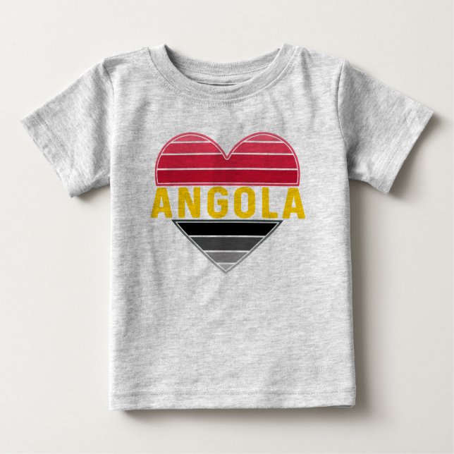 T-shirt Pour Bébé Coeur angolais, I Love Angola (Devant)