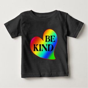 T-shirt Pour Bébé Cœur Arc-en-Ciel Coloré Soyez Gentil