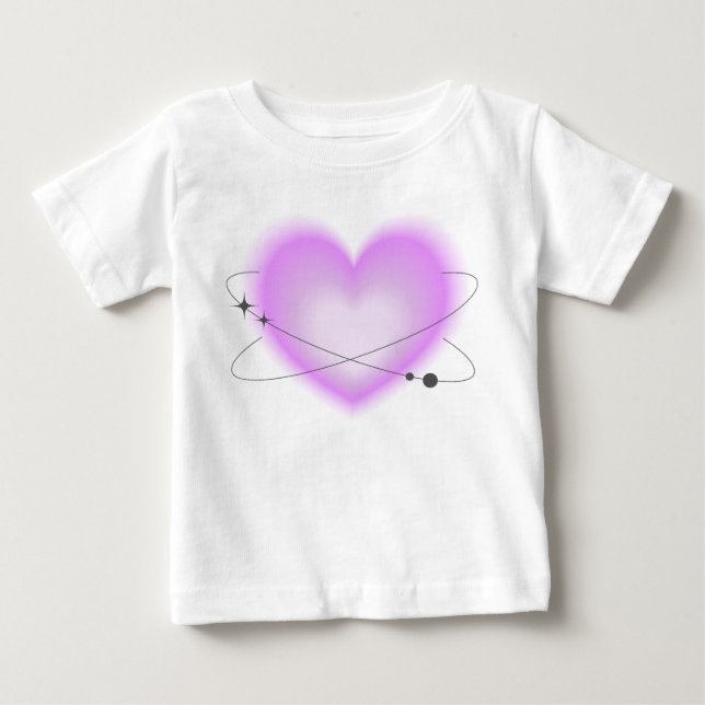 T-shirt Pour Bébé Cœur Atomique Rose Rétro (Devant)