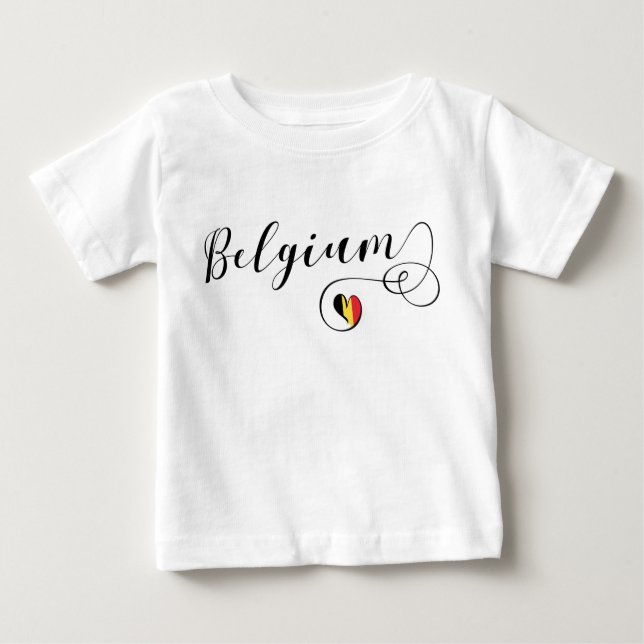T-shirt Pour Bébé Coeur Belgique, Drapeau belge (Devant)