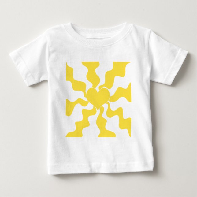 T-shirt Pour Bébé Coeur - Citron jaune et blanc (Devant)