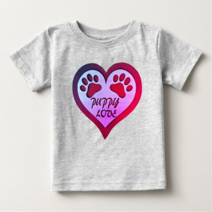 T-shirt Pour Bébé Coeur d'amour chiot avec empreintes de pattes