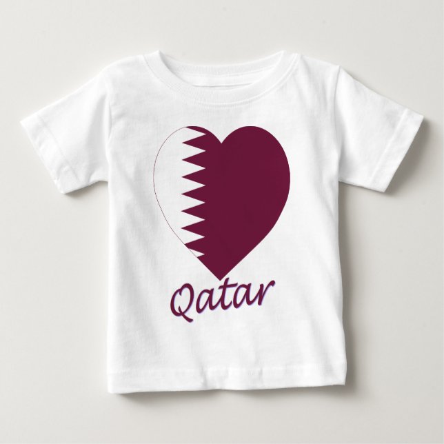T-shirt Pour Bébé Coeur de drapeau du Qatar (Devant)