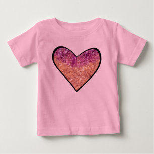 T-shirt Pour Bébé Cœur de paillettes fausses rose et or
