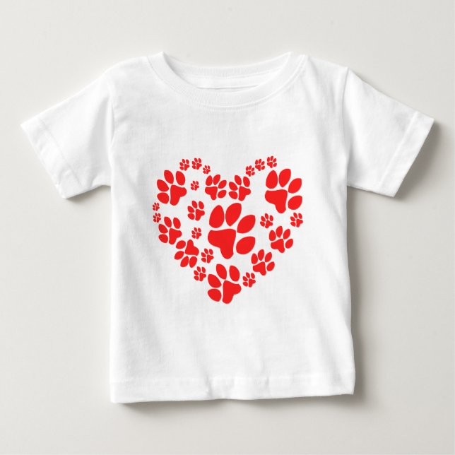 T-shirt Pour Bébé Cœur de pattes (Devant)