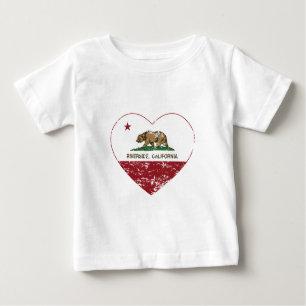 T-shirt Pour Bébé coeur de rive de drapeau de la Californie affligé