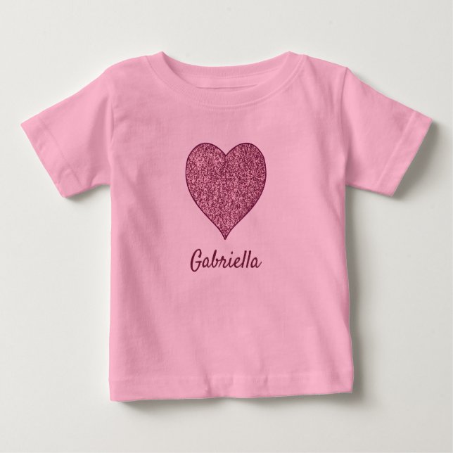 T-shirt Pour Bébé coeur d'or rose (Devant)