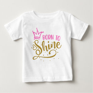 T-shirt Pour Bébé Coeur d'or rose de la Couronne né à briller